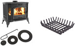 Piec wolnostojący koza 10kW K9 z wylotem spalin fi 150 z fajerką i z pogrzebaczem + koszyczek - spełnia anty-smogowy EkoProjekt 30076627