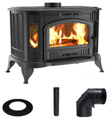 Piec wolnostojący koza 10W K9 z wylotem spalin fi 130 Gratis: Rozeta stalowa okrągła fi 130 + Rura stalowa 130/1m + Kolano ruchome 130/90 - spełnia anty-smogowy EkoProjekt 30079557